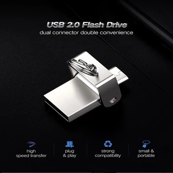 OTG 3 EN 1 pen drive de 32 gb Micro usb 2.0 memory stick pendrive de 64GB 128GB usb de 16 gb flash de la pluma de metal Para las de Tipo C, Llave usb flash drive