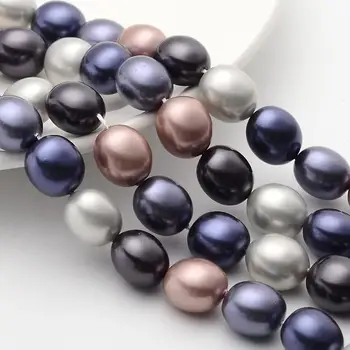 Oval Shell perlas Perlas Hebras, Teñido, Colorido, 15x13x12mm, Agujero: 1 mm; acerca de 27pcs/strand, 15.7