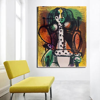 Pablo Picasso Cartel Vintage Abstracto Pintura En Tela, Sala De Estar Decoración Del Hogar Arte Moderno De La Pared De Aceite De La Pintura De Carteles Fotos