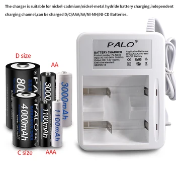 Palo Smart LED Indicador de la Pantalla C D AA AAA Cargador de Batería De 1.2 V NiCd NiMh AA AAA C D Batería Recargable cargador Rápido