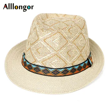 Panamá de Paja Sombrero de Jazz de Verano De 2020 Playa Sombreros de Sol de los Hombres Sombreros de tela Escocesa de Impresión de la Moda de las Mujeres Sombrero para el sol chapeau paille