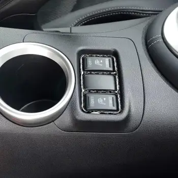 Para el Nissan 370z z34 2009-2020 de Fibra de Carbono en la consola central de la etiqueta Engomada de la calefacción del Asiento botón de la Tapa del Armazón Guarnecido Interior de los Accesorios del Coche