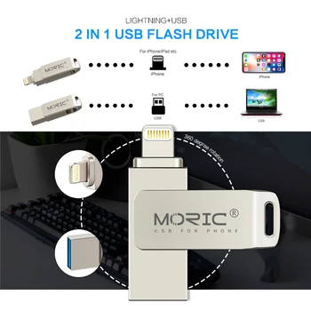 Para iphone/ipad/Rayo/ios/OTG unidad de memoria flash memory stick pendrive móvil Micro USB Unidad Flash de 16 gb 32 GB 64 GB pen drive usb3.0