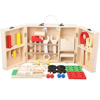 Para niños de Madera DIY Portátil Multi-función de los Niños caja de herramientas Kit de Reparación de la Combinación de Rompecabezas de la Casa de Juego de Desmontaje Juguetes