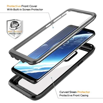 Para Samsung Galaxy S9 Caso De 360 Grados de Protección de cuerpo Completo Resistente Claro Parachoques Caso Con Protector Incorporado de la Pantalla