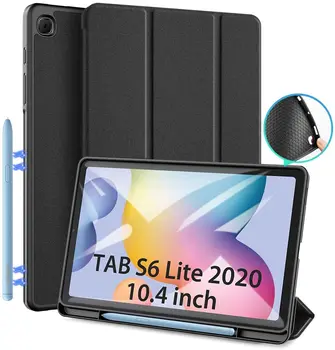 Para Samsung Galaxy TAB S6 Lite 10.4 (2020) Fino Suave Flexible de TPU nuevo Caso con S Pen Titular, el Auto de la Estela/del Sueño Tríptico de Pie
