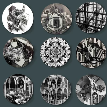Países Bajos Pintor Escher Surrealista Geométrico De Obras De Arte De La Pared De La Placa De Artesanías Placa Decorativa De La Sala De Estudio De La Pared De Fondo