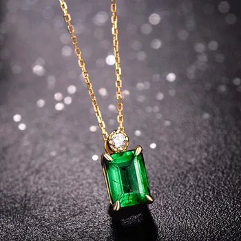 Pequeña esmeralda piedras preciosas diamantes colgante de collares para las mujeres de oro 14k gargantilla de color verde cristal de joyería de la bague de la moda regalos