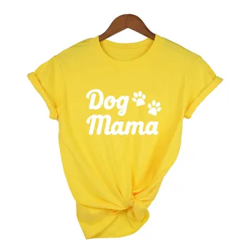 Perro Mama de la Carta de las Patas de Impresión Gráfica Camisetas Mujer Perro Mamá de Vida de las Mujeres T-shirt Kawaii Verano Tops de Manga Corta de Mujer Amante de los Perros