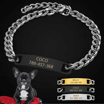 Personalizada Gato de la Cadena Collar de Perro Collar Personalizado Mascota de la Placa de identificación de los Collares del Collar para Perros Pequeños de Chihuahua, Yorkshire