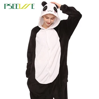 Pijama Conjunto Kigurumi Adulto panda de Franela Cosplay Enterizo Térmica de los Animales Pijamas de Invierno Camisón de panda ropa para dormir para Mujeres Hombres