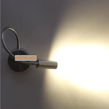 Plata de Manguera Flexible de LED Moderna lámpara de Pared, Lámpara de 3W Brazo Flexible de la Luz de la Lámpara de la Mesita de Luz de Lectura de Estudio de la Pintura de la Pared de la Iluminación