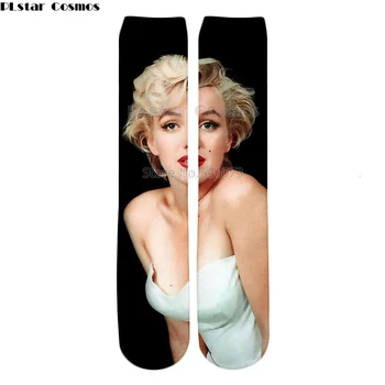 PLstar Cosmos envío de la Gota de 2018 Nueva Moda 3d calcetines Sexy Marilyn Monroe Impresiones de los Hombres Casual Mujer Recta calcetines ZW129