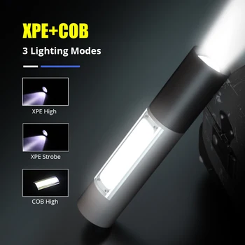 Portátil LED Linterna Mini USB Recargable de la MAZORCA de la Antorcha Super Brillante 3 Modos de Zoom para Acampar al aire libre de la Luz Impermeable de la Lámpara de Trabajo