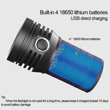 Potente LED Linterna Táctica 3pcs XHP90.2 Super 3 Modo de Antorcha USB Recargable 18650 de la Batería de la Lámpara de Ultra Brillante Linterna Negro
