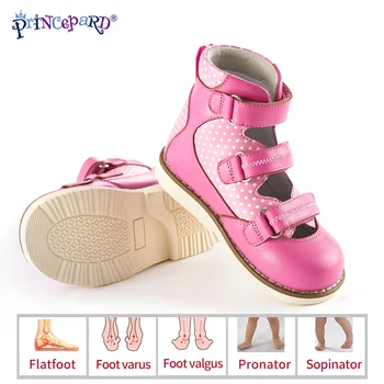 Princepard Verano Otoño Ortopédicos Apoyo de Zapatos para los Niños de Cuero Genuino Hijo Ortopédicos Sandalias de Tamaño Europeo 19-37