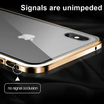 Privacidad Magnético de la caja del Teléfono Para el iPhone 11 Max Pro Xs XR X 6 6 7 8 Plus Parachoques de Metal de Doble cara de Cristal Templado Cubierta