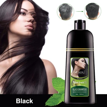 Profesional Rápido Negro Tinte para el Cabello Shampoo Natural Puro de la Esencia de Planta de Cubierta Gris Blanco Color de Cabello 500ML