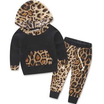 Pudcoco Ropa de Niños 0M-24M Niño Bebé Niños Niñas Leopard Jersey de Abrigo con Capucha + Pantalones Conjunto de Ropa de Traje de 2 PIEZAS