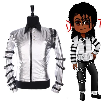 Punk MJ Michael Jackson Clásico BAD tour de Plata Traje de Chaqueta de ropa de Abrigo para la Colección Supprise Regalo