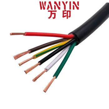PVC multi-core cable negro de 26AWG 0.12MM2 RVV 2/3/4/5/6/7/8/10/12/14/16/20 señal de control de la línea de alambre de cobre