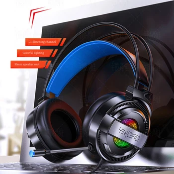 Q3 Juegos de Auriculares de Sonido Envolvente Estéreo con Cable USB Juego de Auriculares Con Micrófono de los colores de la Luz Para PC Portátil Gamer de Auriculares