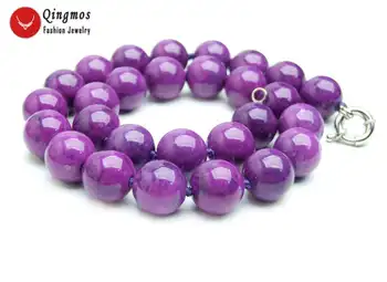 Qingmos de Moda Púrpura Sugilite Collar para las Mujeres con 14mm Ronda de Sugilite Piedra del Collar de la Joyería Fina Gargantillas De 17