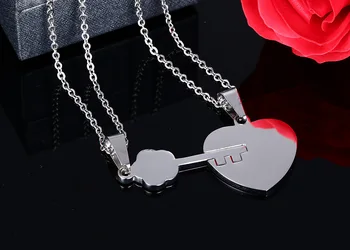 QWC CHN1 collar de acero inoxidable venta caliente de calidad superior de las mujeres solteras de 25 mm de corazón clave de regalo de las mujeres de la joyería