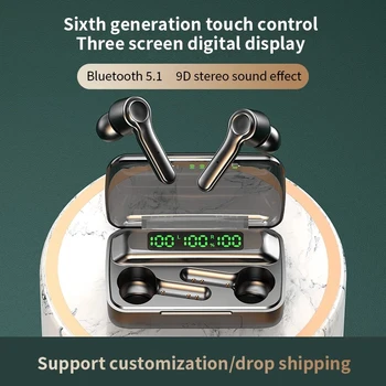 R7S TWS Bluetooth 5.1 Inalámbrico de los Auriculares de Reducción de Ruido de alta fidelidad a la Llamada de los Auriculares de Control Táctil Siri Deportes Auriculares de Carga Para el Teléfono