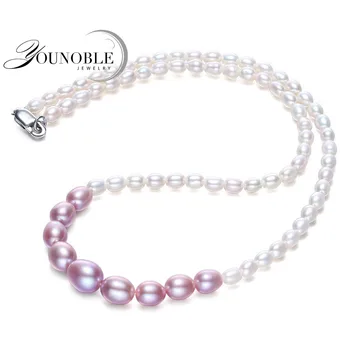Real Gargantilla de Perlas de agua Dulce Collar Para las Mujeres,Degradado de blanco Pequeño Collar de Perlas Regalo de Cumpleaños de Niña