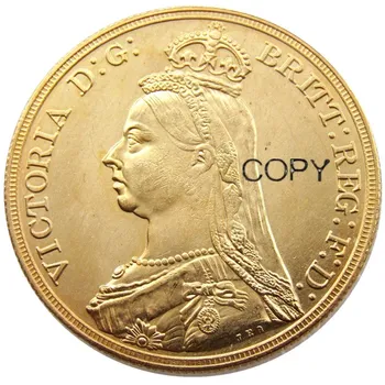 Reino unido 1887 la Reina Victoria de Oro de Cinco Libras de Oro Plateado Copia de la Moneda