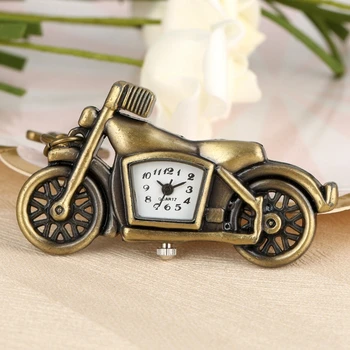 Retro Bronce Llavero Reloj de Bolsillo de Cuarzo de la Motocicleta llaveros Colgante del Collar de la Estudiante de la Joyería Reloj de Regalos para Hombres, Mujeres y Niños