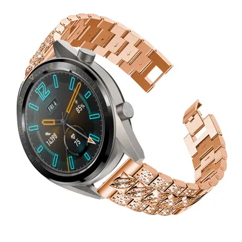 Rhinestone Pulsera de Banda para Huawei reloj GT de Metal de acero Inoxidable de reemplazo de la correa de 22mm para Samsung gear s3 correa de reloj