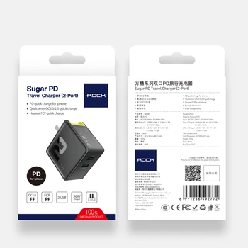 Rock 2 USB Cargador Rápido Universal QC3.0 PD Cargo del Adaptador de Viaje 3.6-6V3A 6.1-9V2A 5V4A de Enchufe de la UE Para el iPhone de Samsung, Xiaomi