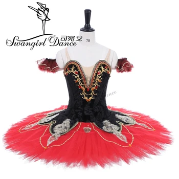 Rojo/negro profesional de ballet tutu de ballet de vestuario para el concurso de disfraces de adultos rojo de hadas panqueque clásica de ballet tutu BT9091