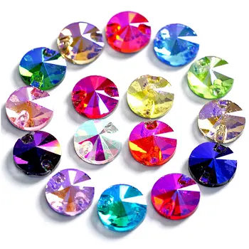 Ronda de Rivoli Mejor Cristal AB Coser de diamante de imitación de Muchos Colores las planas de Cristal de Piedra de Coser de diamante de imitación de la Boda Vestido de B3516