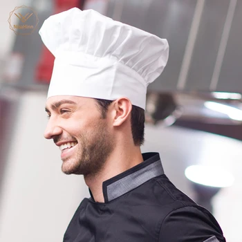 Ropa de trabajo Fold Cap sombrero de Chef de Alta Calidad al por mayor Sólido Sushi Chef Camarero Sombreros Adulto Restaurante del Hotel Panadería de Comedor Cocinero Olla