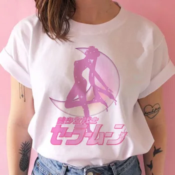 Sailor Moon t-shirt femme gráfico camisetas mujer camiseta blanca japonés, la impresión de la camiseta de la vendimia