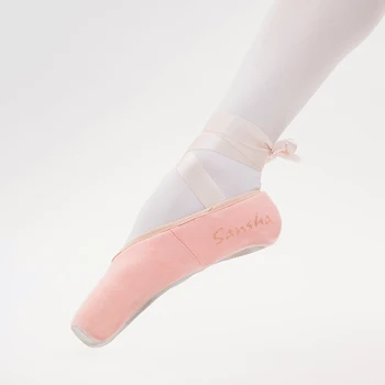 Sansha Baile Zapatos Protector de Estirar el Material de la Tela Blanca Rosa de Cuero de Gamuza Sintética (Sin Zapatos) PSOP