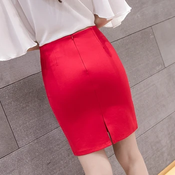 SEXMKL Más el Tamaño de Lápiz Rojo de la Falda de 2020 de la Moda Casual de Alta Cintura Faldas Sexy de las Mujeres de corea Negro Mini Falda Corta Jupe Femme