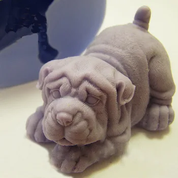 Shar pei perro 3D de Silicona moldes de jabón del molde 3d perro de silicona moldes de jabón, gel de sílice mueren los perros Aroma de piedra moldes de los perros de la vela del molde