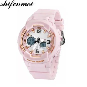 Shifenmei Niñas Reloj Digital de Mujer de la Marca Superior del Reloj de las Mujeres Impermeables del LED Relojes de Deporte de las Señoras de la Pulsera de reloj de Pulsera zegarek damski