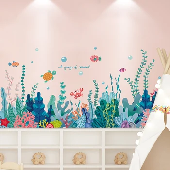 [SHIJUEHEZI] Algas Pegatinas de Pared DIY Peces de Agua Plantas de vinilos para la Habitación de los Niños Bebé Dormitorio cuarto de Baño Decoración del Hogar