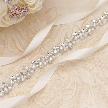 Simple Color De Plata De Diamante De Imitación De Novia Cinturón De Perlas De Cristal De La Boda Vestido De La Faja De Las Mujeres De La Correa De Cintura