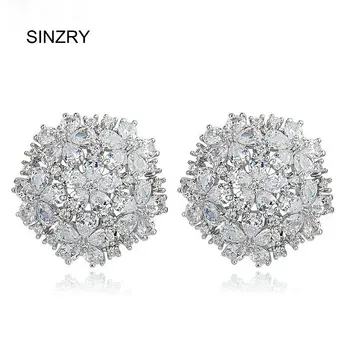 SINZRY joyas Cut Cubic zirconia hueco flor aretes de dama de moda espumoso aretes de moda de joyería de regalo