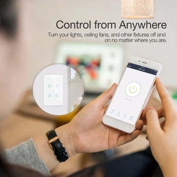 Smart Switch De 120 Tipo 4-Way Touch Wifi Smart Switch De Alexa De Voz Inteligente Interruptor De Control Remoto Soporta Alexa& Echo Punto Principal De Google