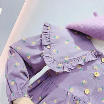 Sodawn De Las Niñas Vestido De Princesa De 2020 Primavera Otoño De Costura De La Hoja Del Loto De La Solapa De Manga Larga De Parte De Los Niños Vestido De Las Niñas