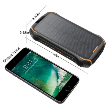 Solar Power Bank 26800mah Cargador Portátil Powerbank USB Tipo C de la Batería Externa de Poverbank para iPhone Xiaomi Samsung con Luz