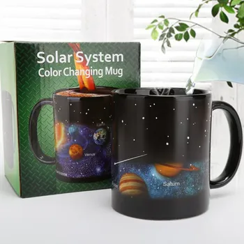 Solar Syster que cambia de Color Taza de Café, Taza de Té de Calefacción Sensible Taza de Cerámica cielo Estrellado de la Magia de la Taza de Regalo 1pc