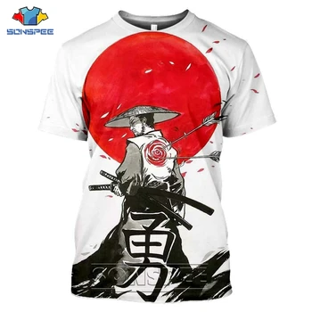 SONSPEE la Impresión 3D de Samurai de Japón de los Hombres T shirt Casual Ropa de Harajuku Fantasma de Manga Corta de Hip Hop de Estilo Japonés de los Tees de la parte Superior de la Camisa